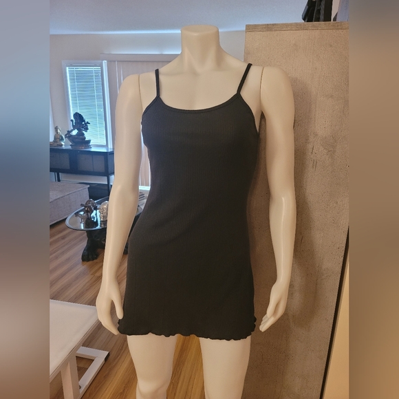 1st IN by Fersten Pointelle Coquette Lettuce Trim Mini Dress y2k - Picture 1 of 6